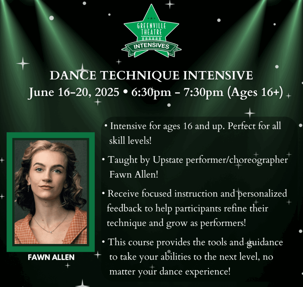 Intensives 4 picture of woman with blond and brown hair looking at camera and information about dance technique course